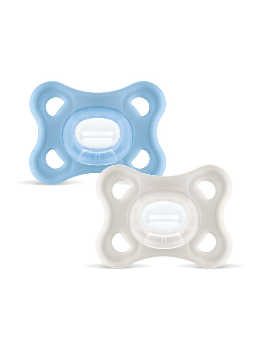 Mam comfort succhietto 3-12 mesi (set da 2), ciuccio mam 3-12 mesi in 100% silicone con design unico, azzurro/neutro