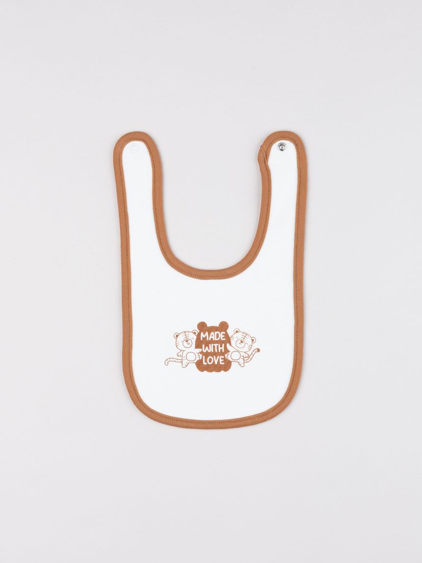 Bavaglino interlock bimbo bianco/marrone love