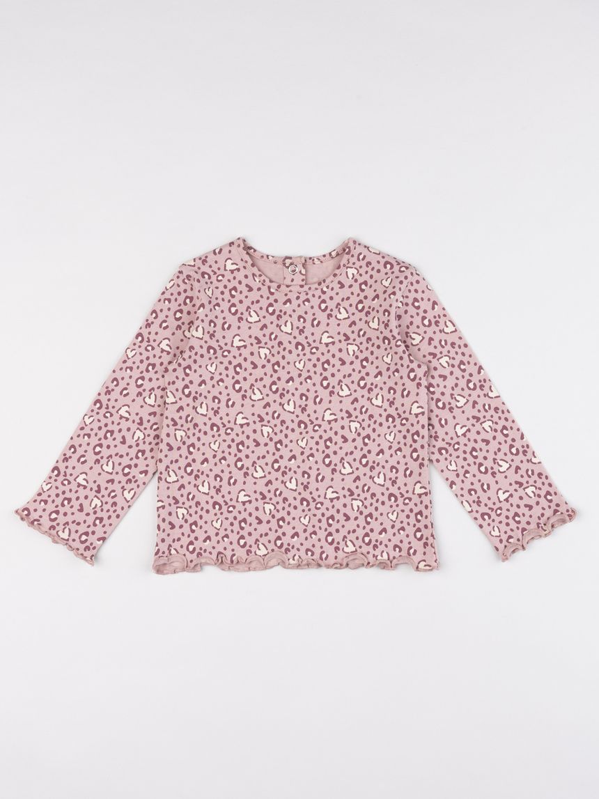 T-shirt bimba rosa stampata