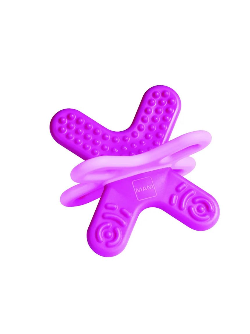 Mam bite & relax fase 2 mini dentaruolo, massaggia gengive neonati 4+ mesi, con sterilizzatore portatile per microonde, rosa