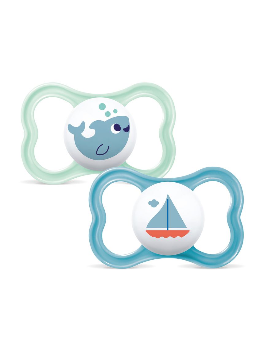 Mam air succhietto 16+ mesi (set da 2), ciuccio mam 16-36 mesi per pelli sensibili e delicate, azzurro/celeste