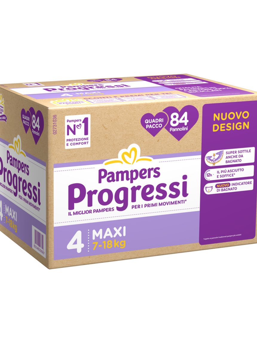 Pannolino progressi quadri pacco taglia 4 7-18kg 84 pz - pampers