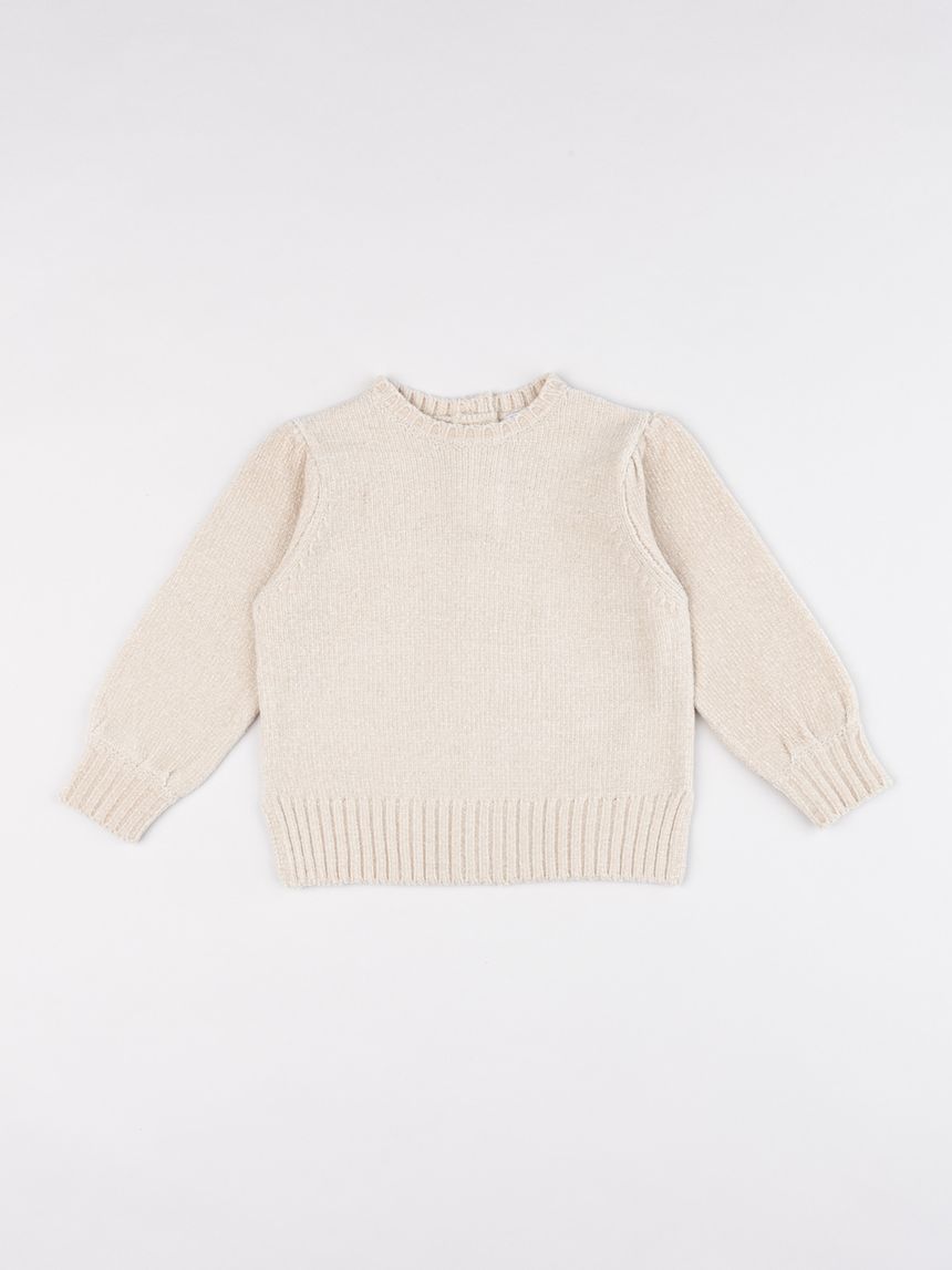 Maglia ciniglia bimba beige