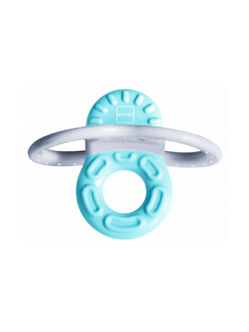 Mam bite & relax fase 1 mini dentaruolo, massaggia gengive neonati 2+ mesi, con sterilizzatore portatile per microonde, azzurro