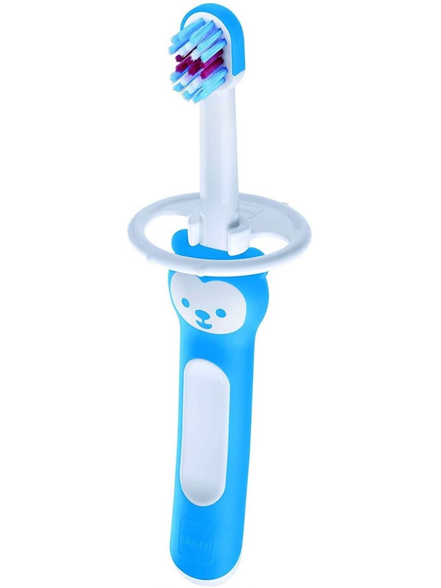 Mam learn to brush (set da 2), neonato accessori utili per i primi dentini, azzurro, 5+ mesi