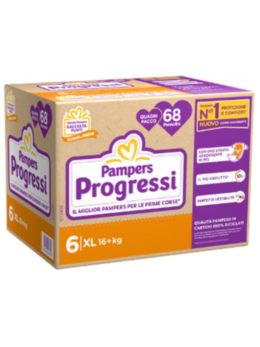 Pannolino progressi quadri pacco taglia 6 16+kg 68 pz - pampers