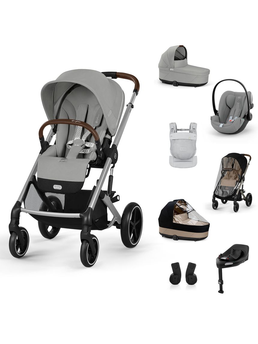 Pack xl trio balios s stone grey, base g3, parapioggia nav/pass, amya dune grey - cybex