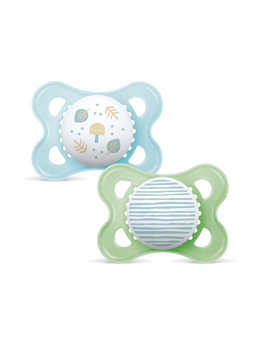 Mam original succhietto 2-6 mesi (set da 2), ciuccio mam 2-6 mesi con tettarella ortodontica in caucciù, azzurro/verde