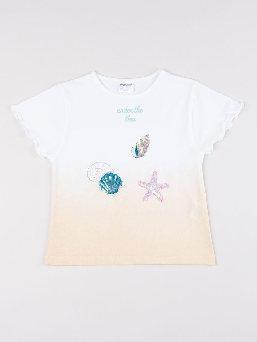 T-shirt bambina mare con maniche a onde