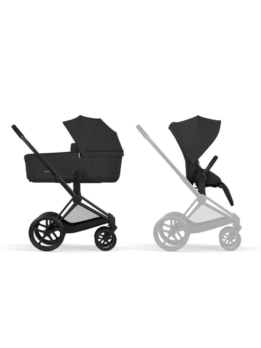 Duo priam comfort matt black incl. lux carry cot fold sepia black - cybex platinum