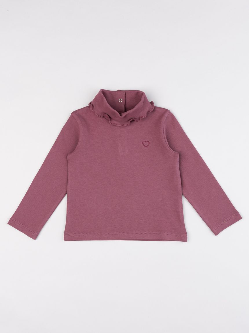 Lupetto bimba bordeaux ricamo cuore