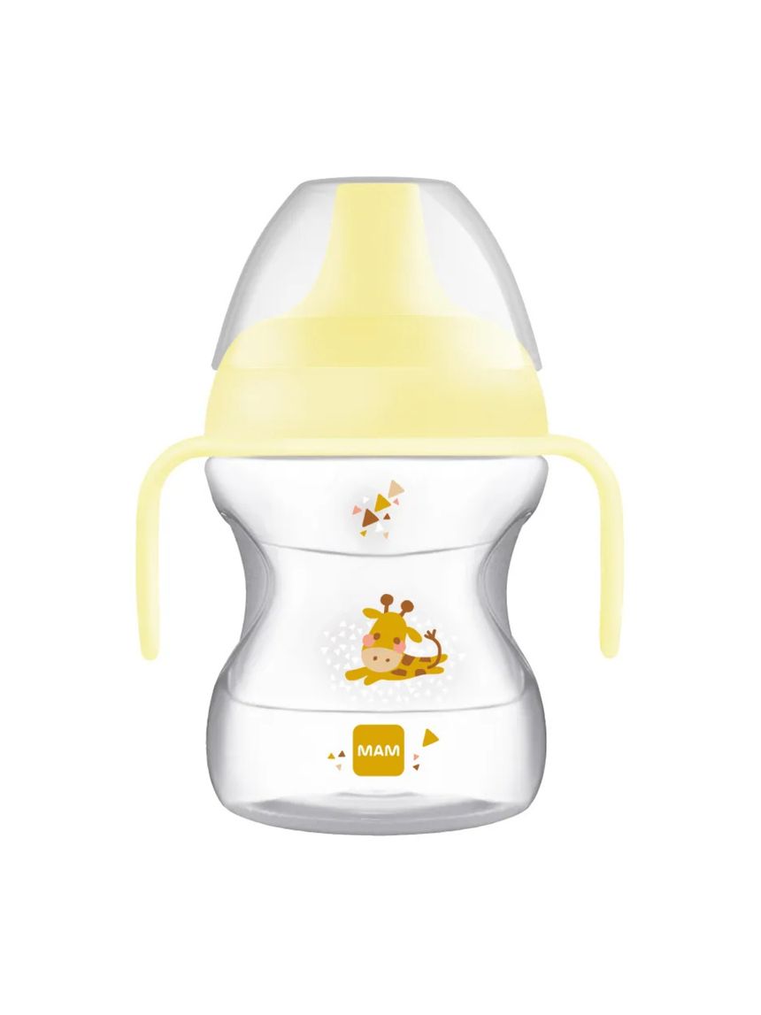 Mam learn to drink cup tazza bambini 190 ml, borraccia neonato con pratici manici antiscivolo, neutro, 6+ mesi