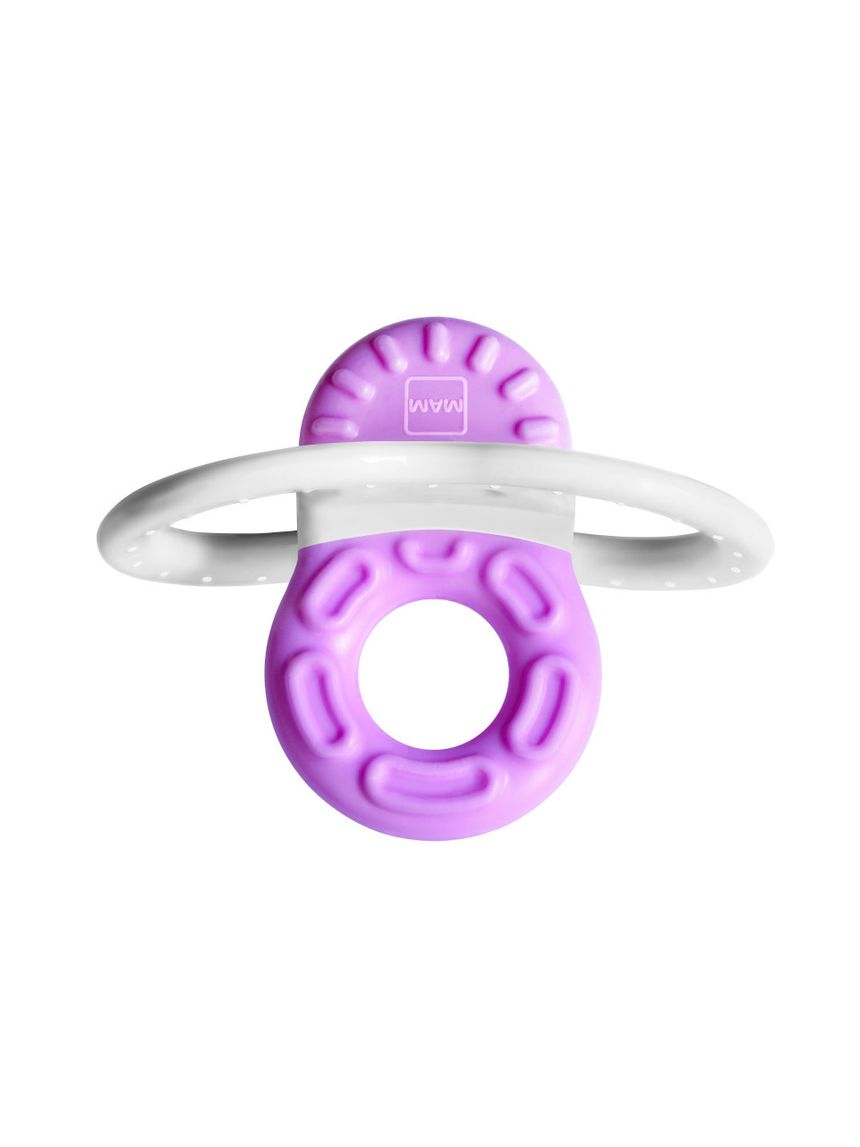 Mam bite & relax fase 1 mini dentaruolo, massaggia gengive neonati 2+ mesi, con sterilizzatore portatile per microonde, rosa