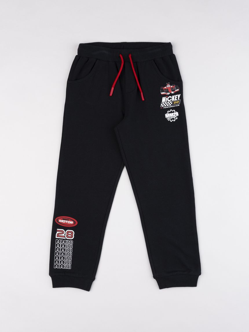 Pantaloni joggers neri felpati da bambino mickey mouse