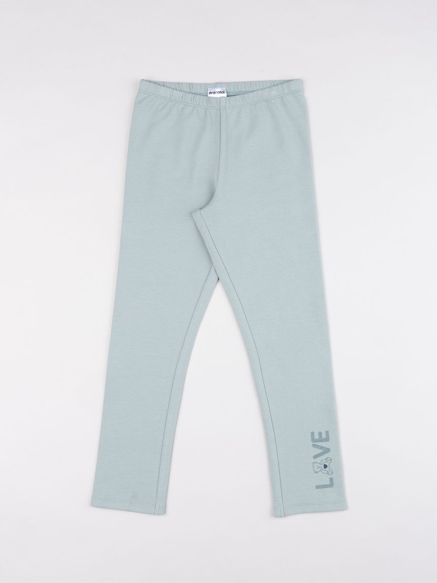 Legging bambina verde stampa "love"