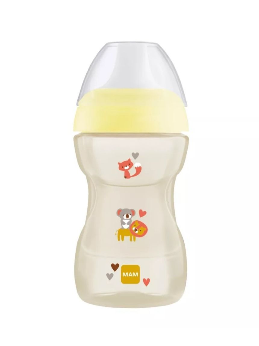 Mam fun to drink cup tazza bambini 270 ml, biberon acqua e latte per neonati 8+ mesi con beccuccio anti-goccia e valvola per flusso libero, neutro