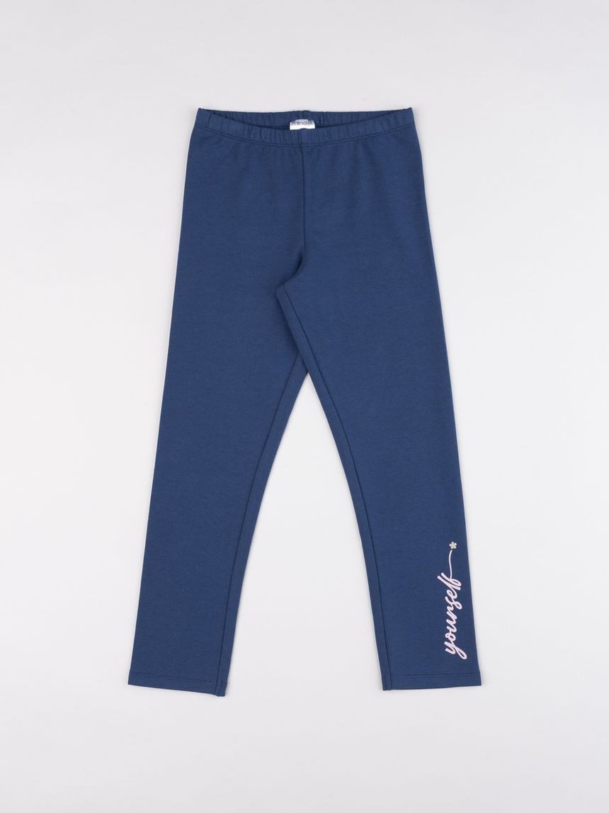 Legging bambina blu con stampa