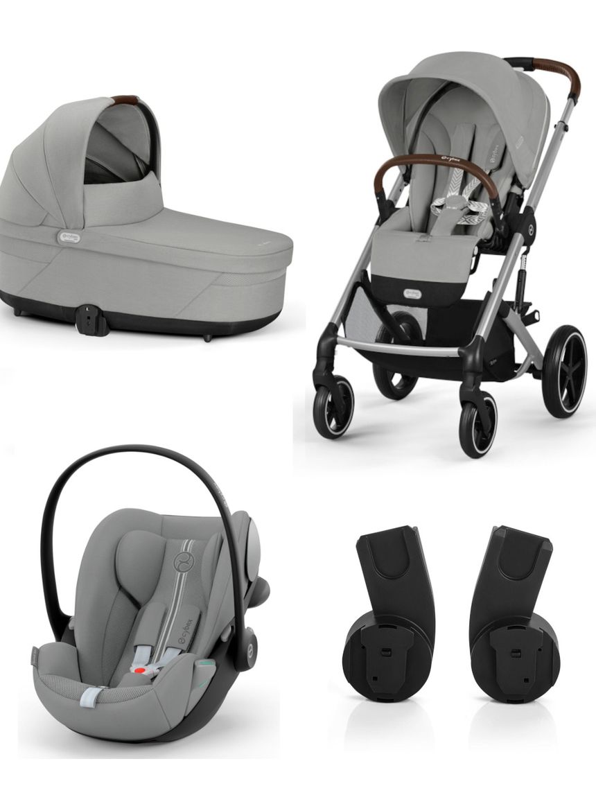 Trio balios s lux slv stone grey con navicella cots e seggiolino cloud g3 plus stone grey + adatt. - cybex