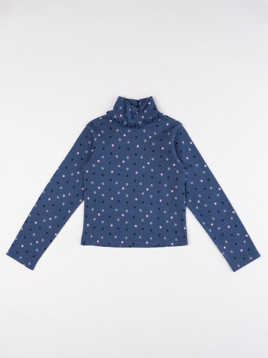 Lupetto bambinablu notte con micro-pois rosa e bianchi