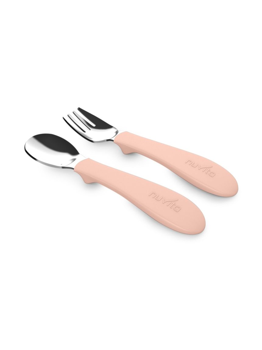Set posate in acciaio con impugnatura in silicone - 8472 / english rose - nuvita