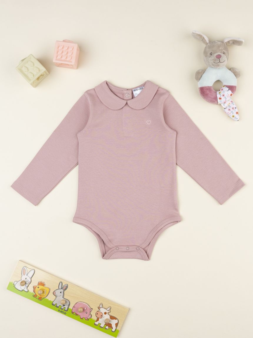 Body bimba neonato rosa antico colletto