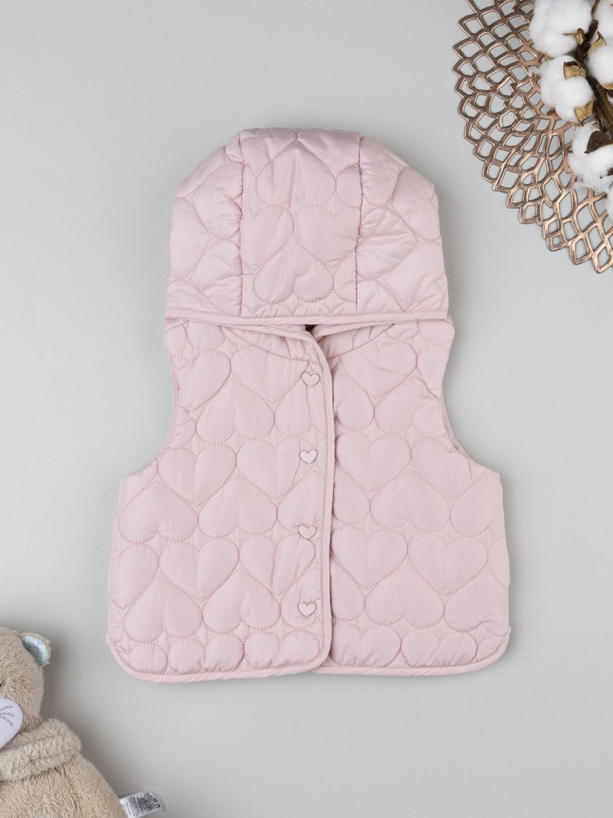 Gilet bimba trapuntato rosa
