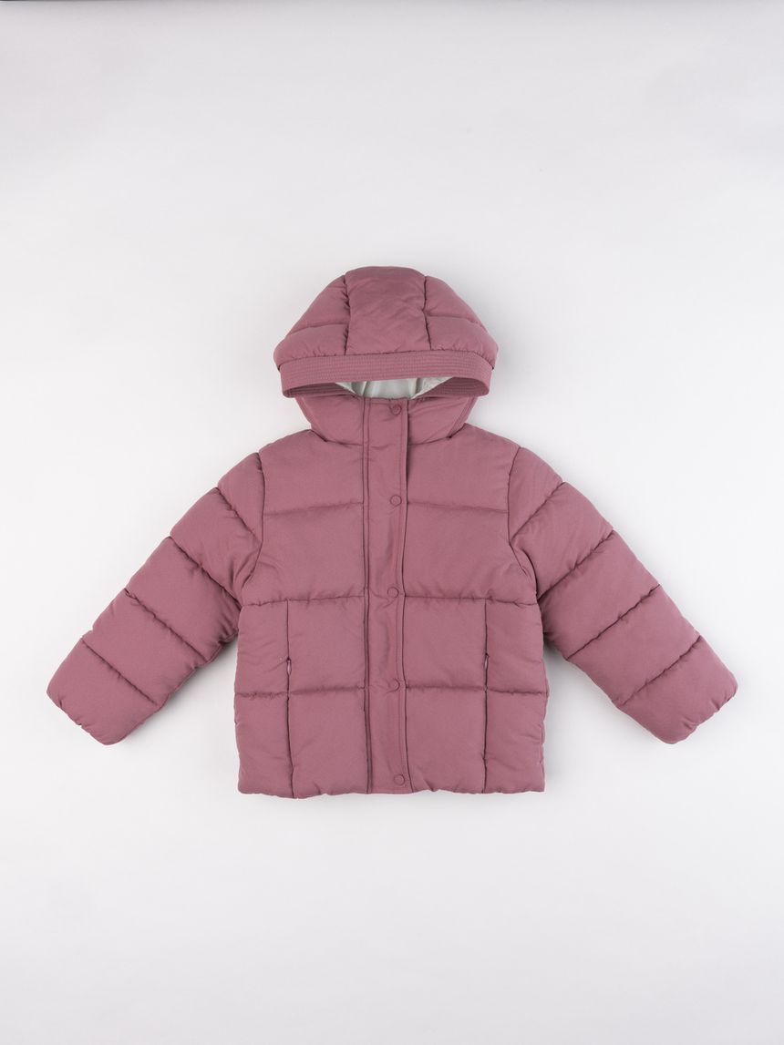 Giacca invernale bambina piumino bordeaux trapuntato a quadri