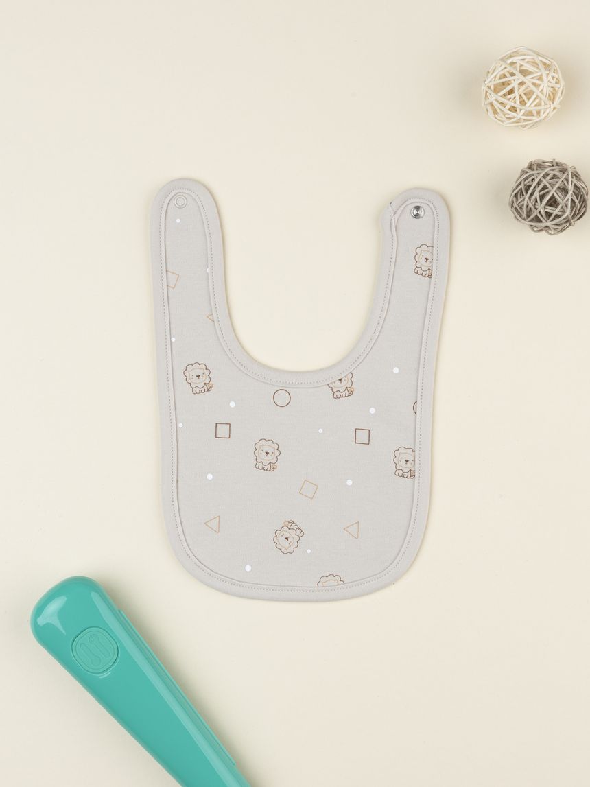 Bavaglino neonato beige leoni
