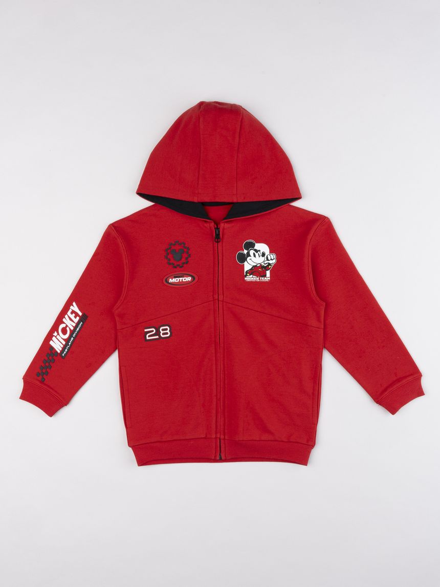 Felpa bambino rossa con cappuccio disney topolino
