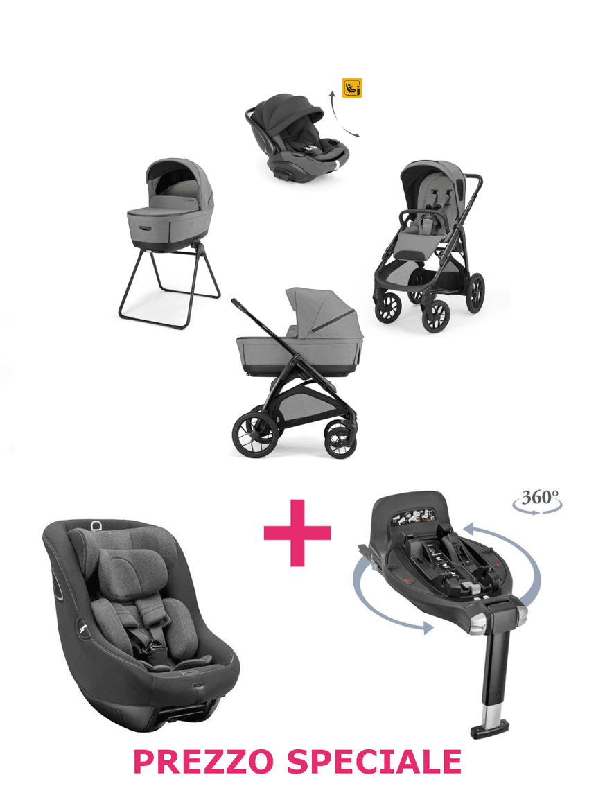 Trio aptica xt darwin recline evo canyon grey telaio black + seggiolino auto darwin vulcan black + base auto darwin 360° i-size a un prezzo speciale
