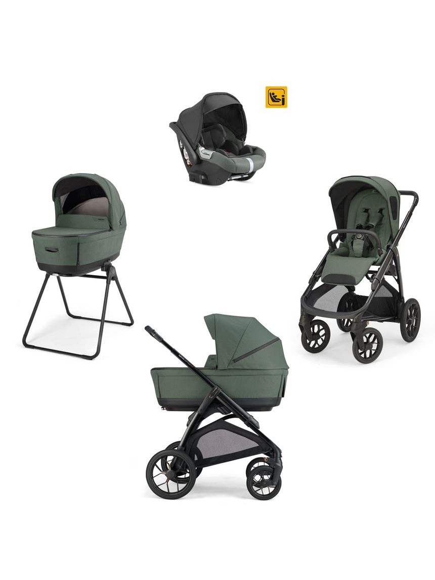Aptica xt system quattro - taiga green con telaio black e seggiolino auto darwin infant - inglesina