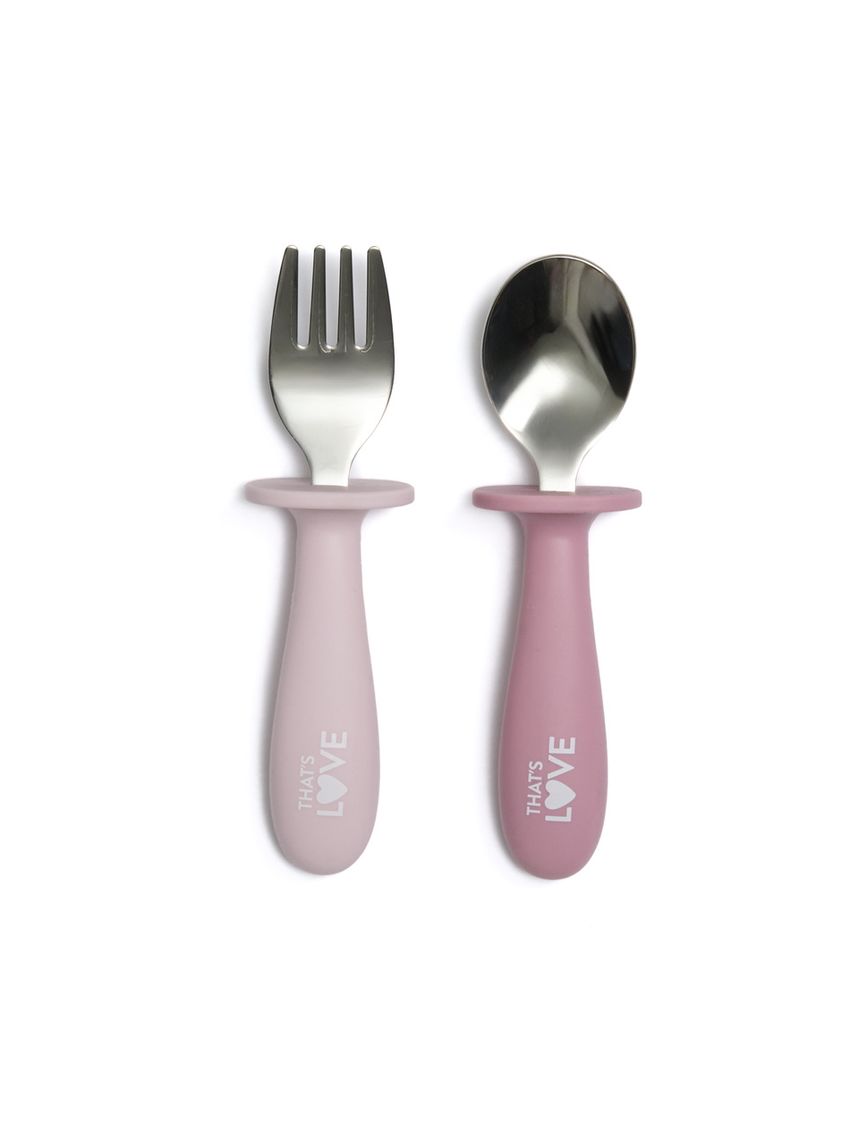 Cucchiaio e forchetta inox 18 m+ pink - that's love