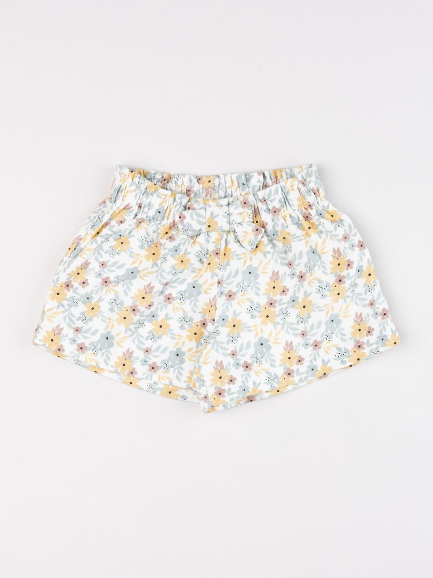 Shorts bimba bianchi con stampa floreale