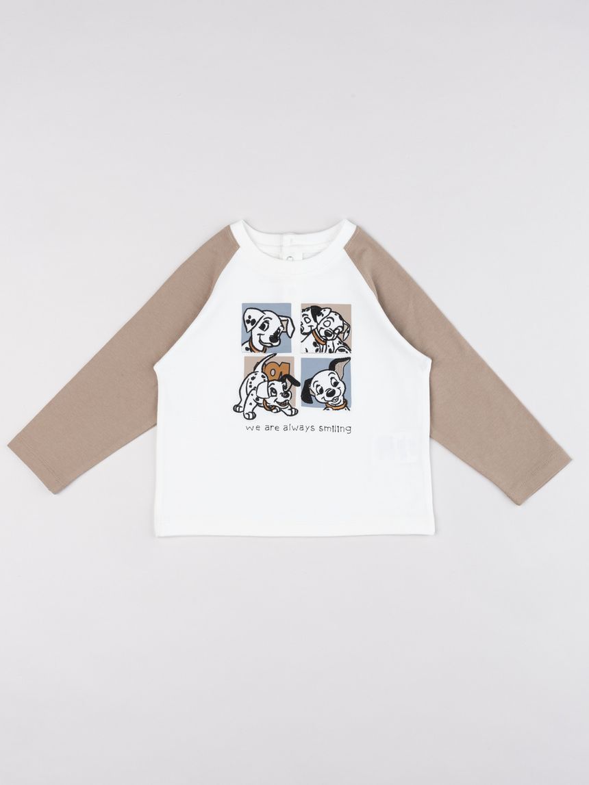 T-shirt bimbo raglan disney 101 dalmata "we are always smiling"