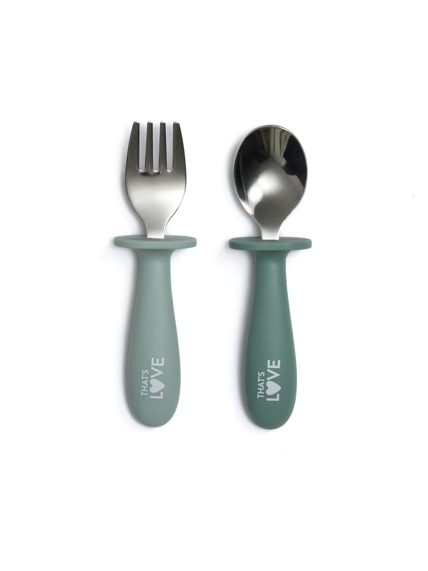 Cucchiaio e forchetta inox 18 m+ green - that's love