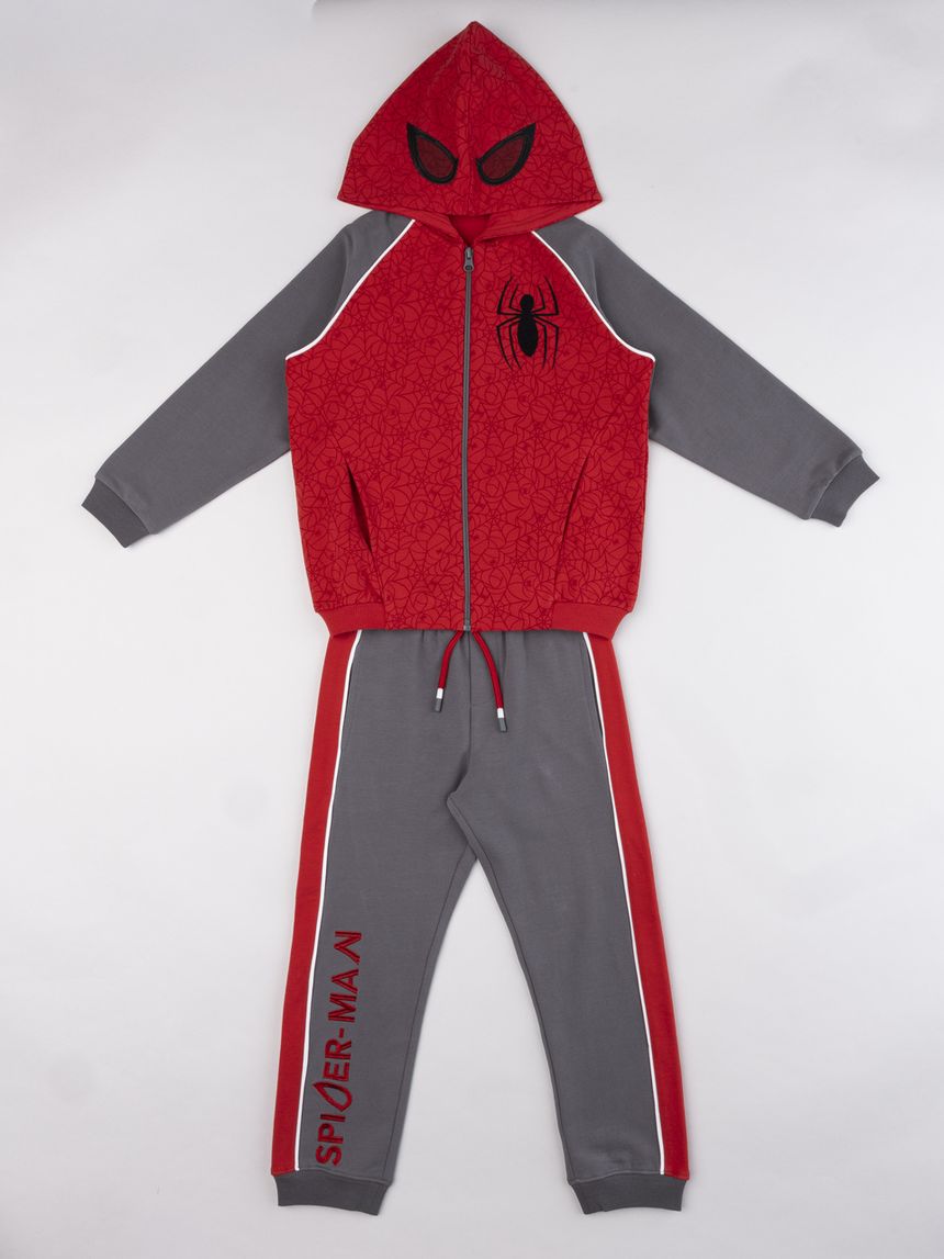 Tuta felpata bambino grigio/rosso spiderman