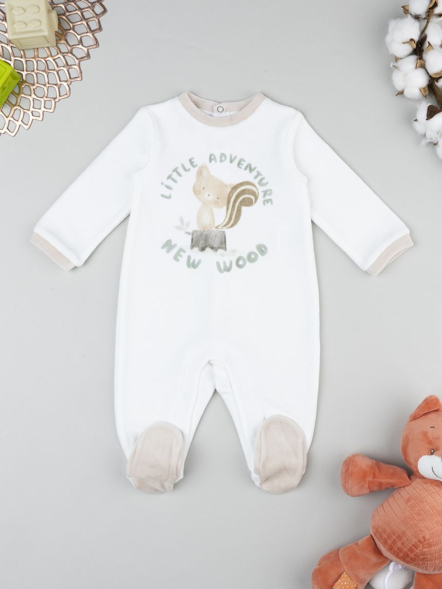 Tutina neonato bianca stampa animali del bosco