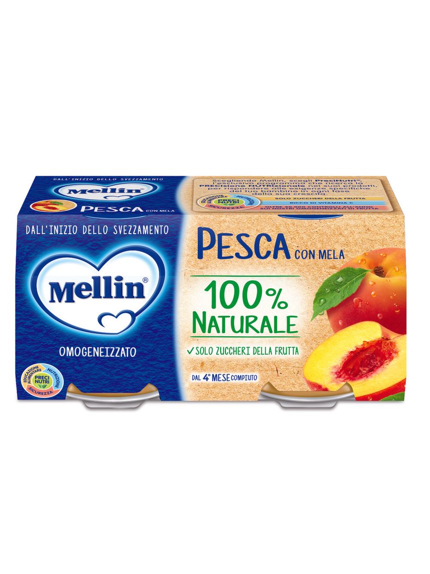 Omogeneizzato di pesca con mela 2x100 gr - mellin