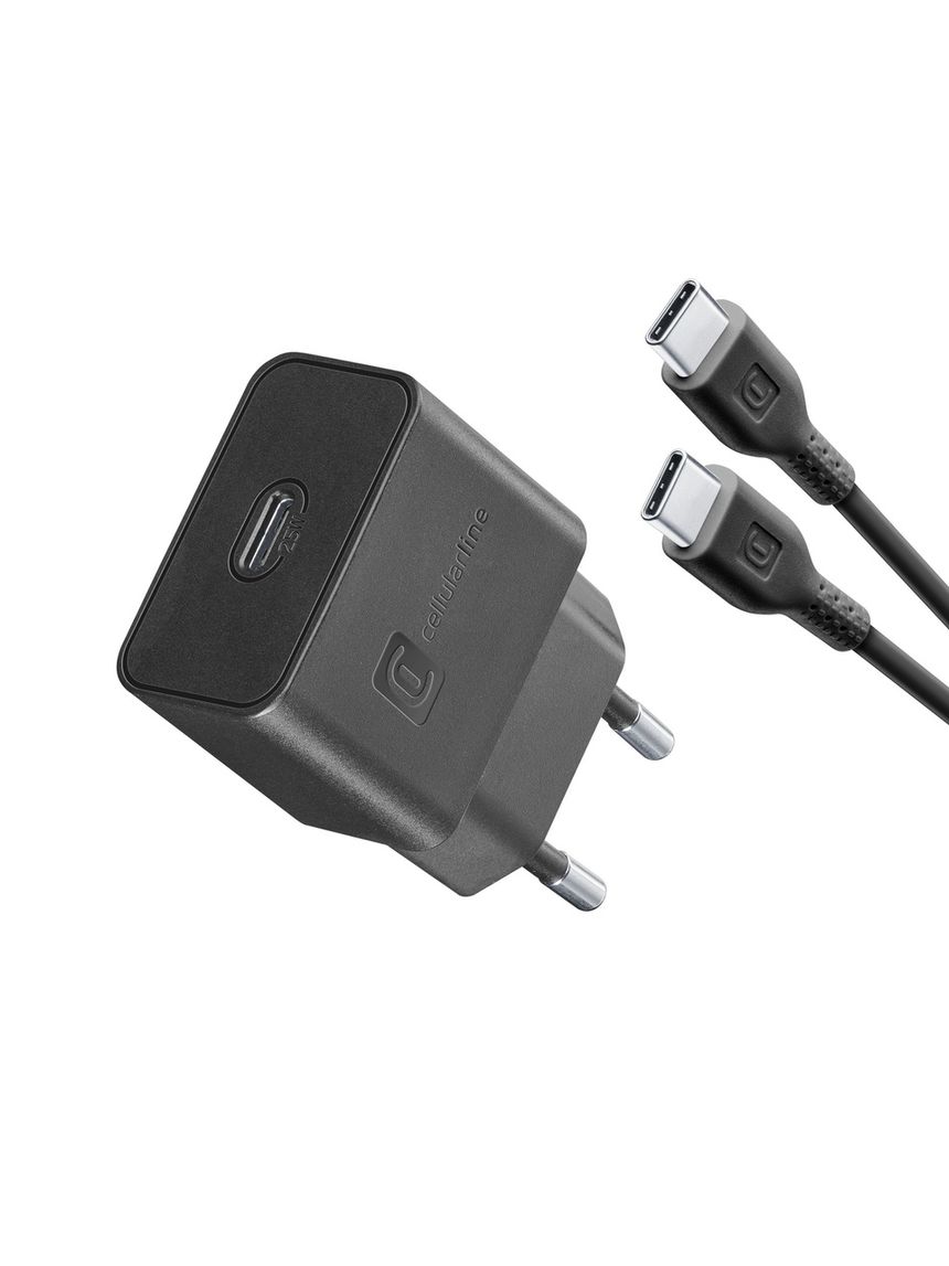 Caricabatterie kit gan+ 25w cavo usb-c incluso - nero -per dispositivi samsung - cellularline