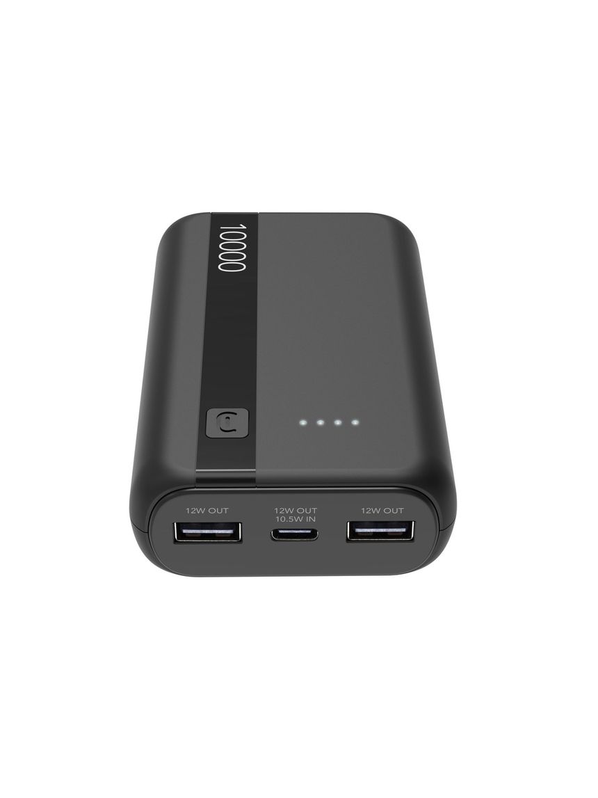 Power bank 10000 mah 12w 3 porte (1 usb-a + 2 usb-c) nero - cellularline