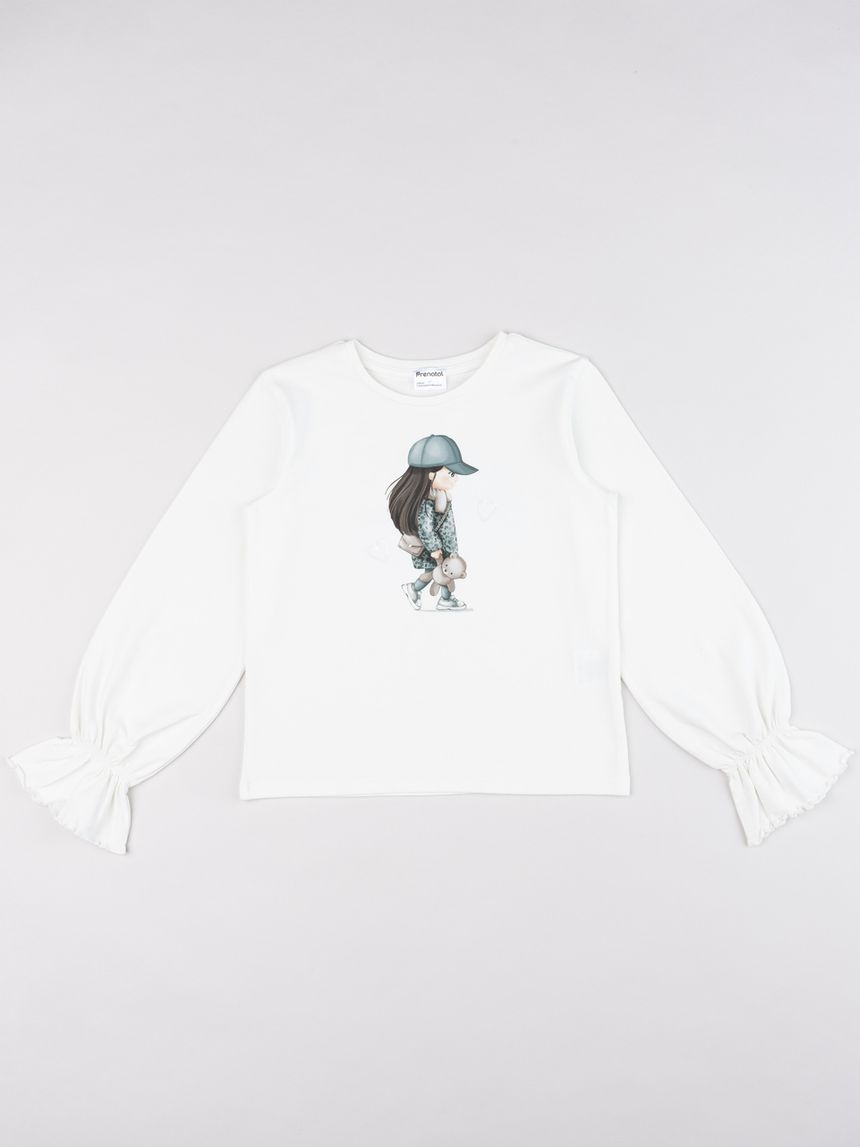 T-shirt manica lunga bianca "bimba avventura"