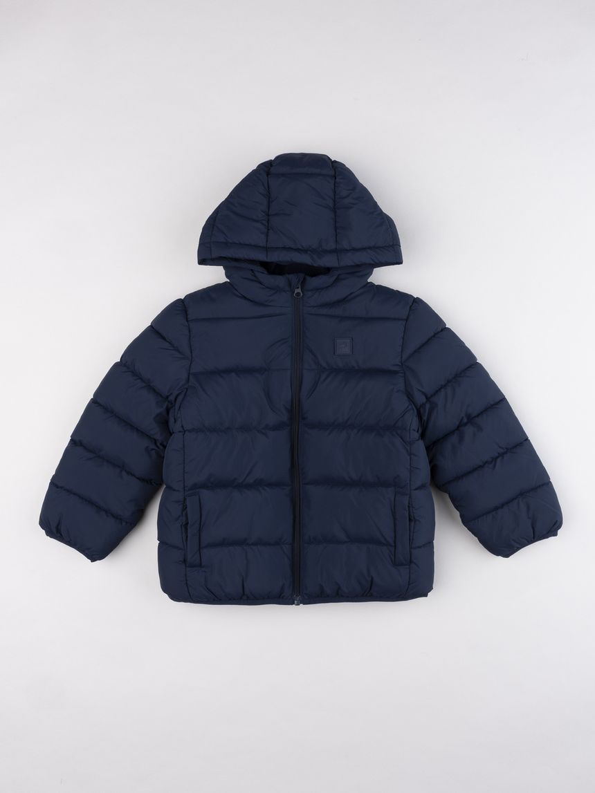 Piumino bambino blu navy con cappuccio trapuntato