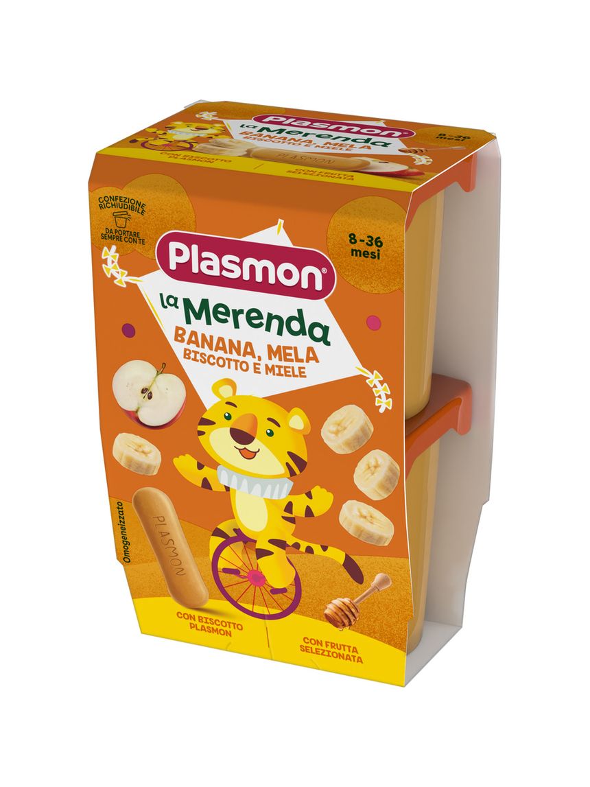 Merenda banana - mela - biscotto - miele - 2x120g  plasmon