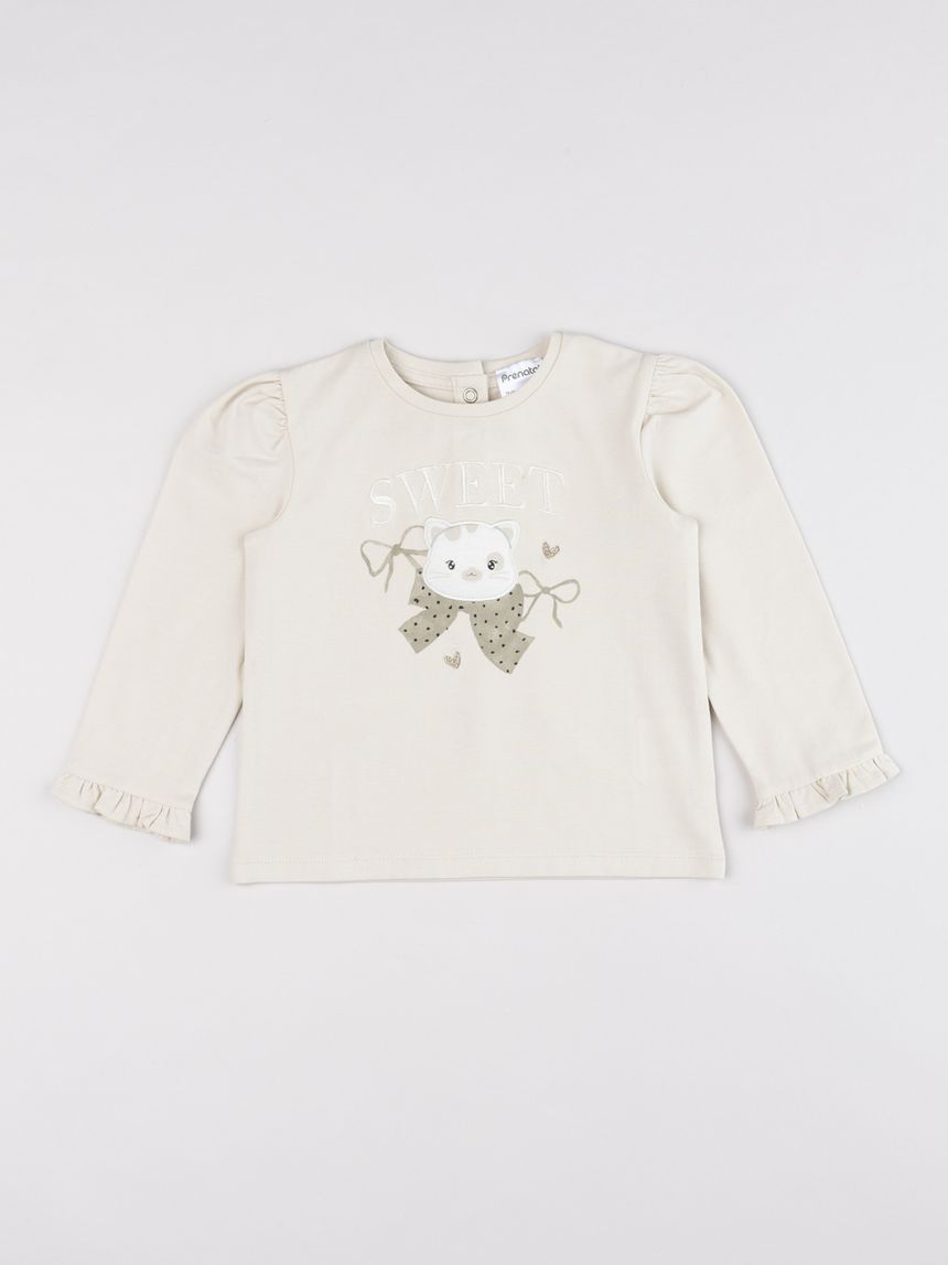 T-shirt beige bimba gattino