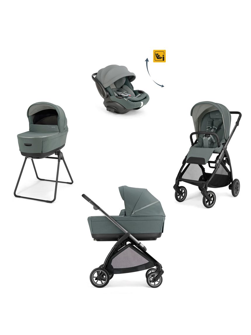 Electa system quattro - studio grey con telaio iron e seggiolino auto darwin infant recline evo - inglesina
