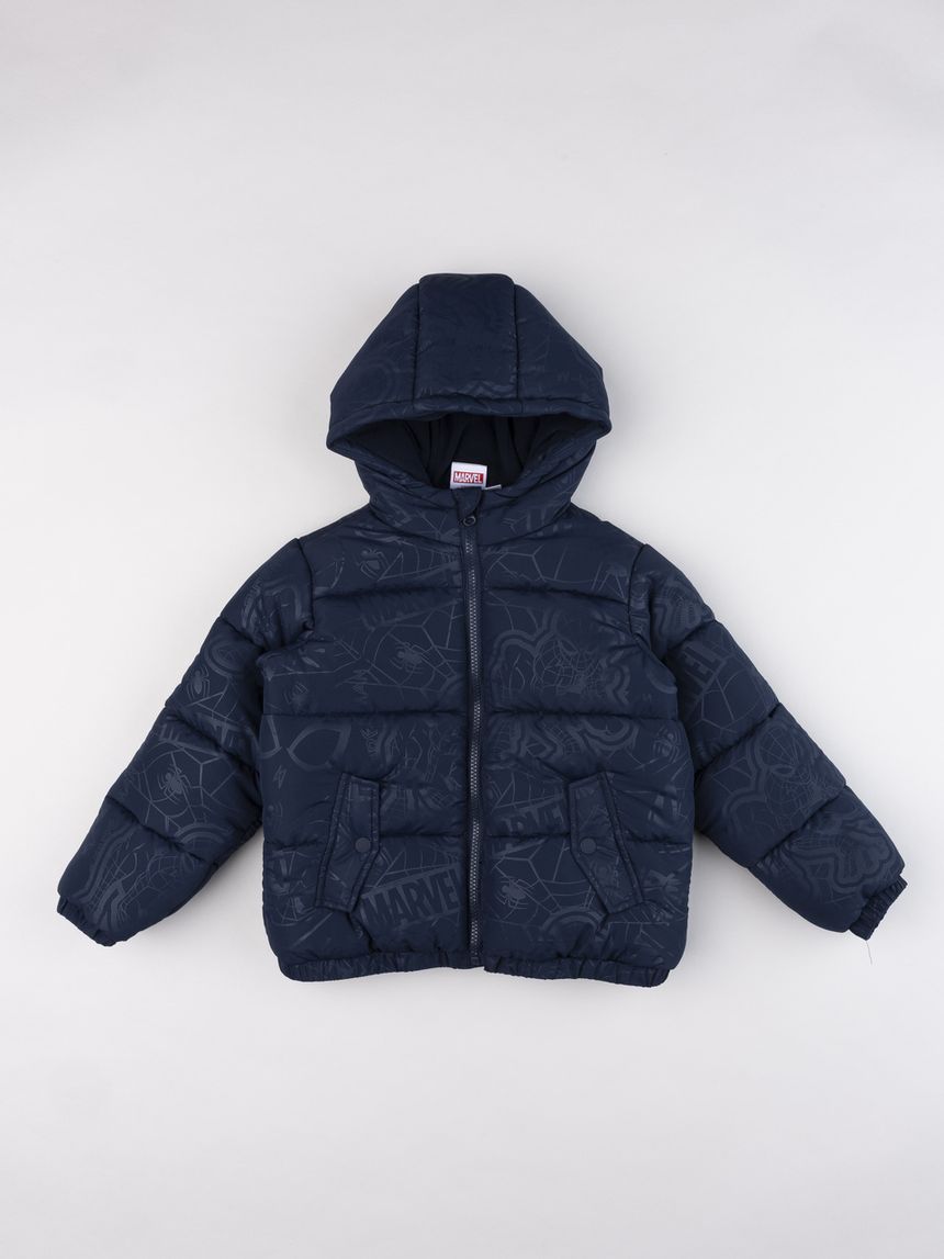 Piumino blu imbottito "spiderman" da bambino