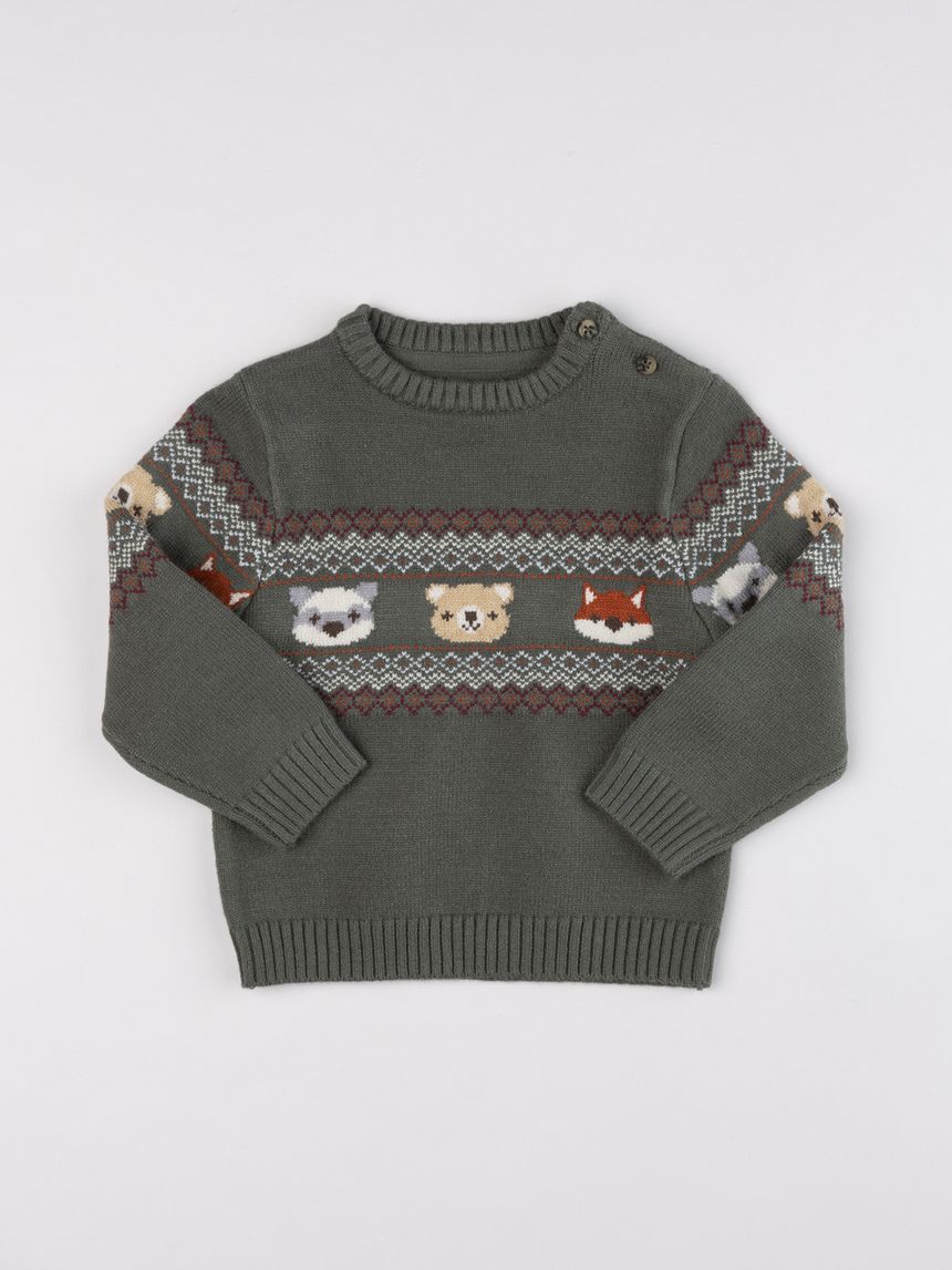 Maglione bimbo grigio antracite "forest animals"