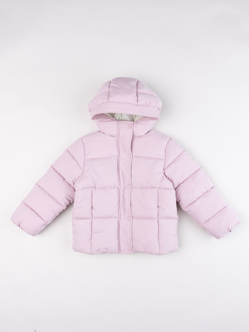 Giacca invernale bambina piumino rosa opaco trapuntato a quadr