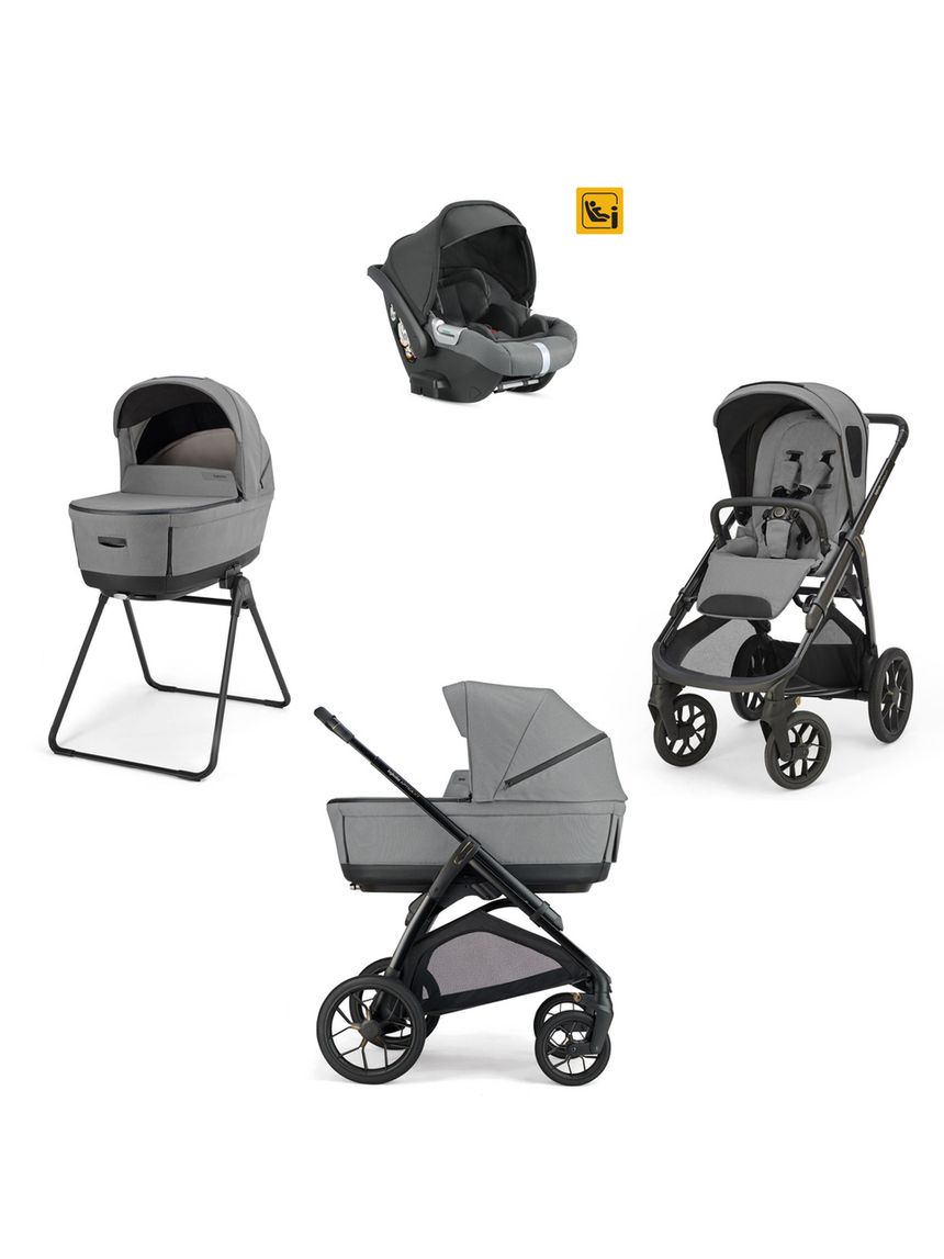 Aptica xt system quattro - canyon grey con telaio black e seggiolino auto darwin infant - inglesina