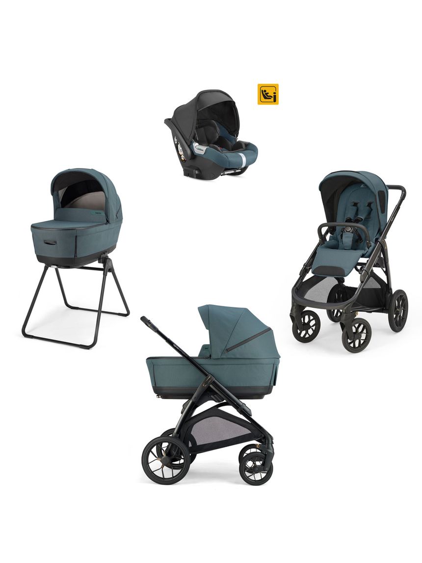 Aptica xt system quattro - himalaya blue con telaio black e seggiolino auto darwin infant - inglesina